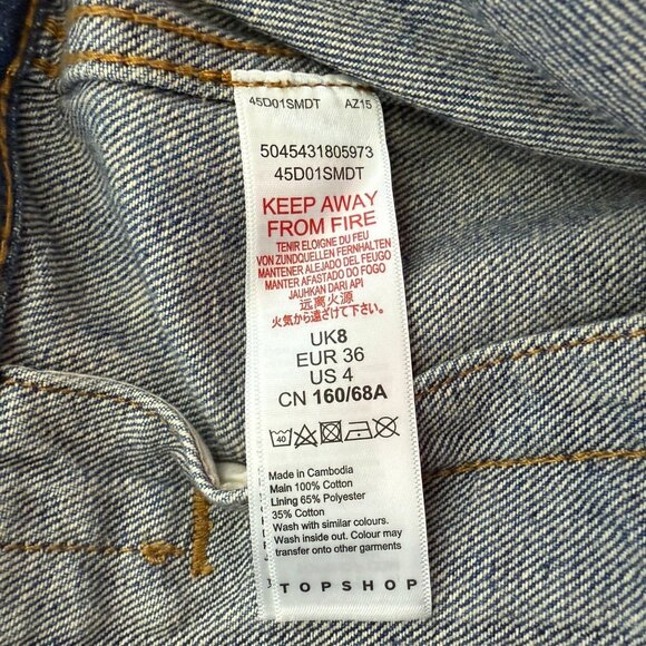 TTopshop Women's New Denim Dad Jacket US 4 (53" Bust) Oversized Button Up Cotton - Picture 15 of 16